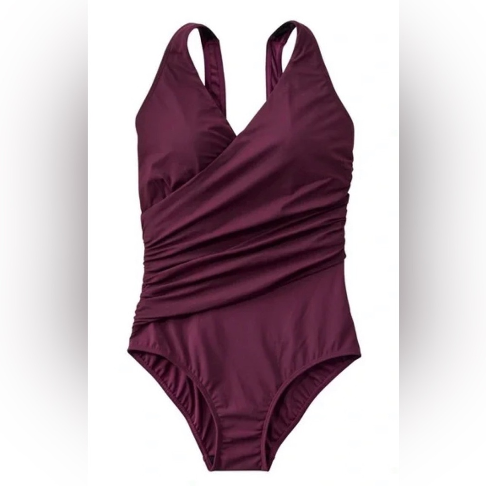 NWT L.L. Bean Women’s One Piece Swimsuit Tanksuit Plus Size (24W) Royal Plum
